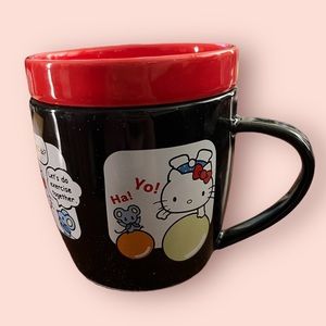 Sanrio Hello Kitty Ceramic Mug w/ Lid (Black/Red) ~ 2014